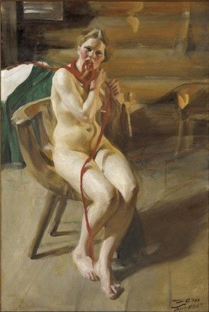 Anders Zorn - Nude woman arranging her hair
