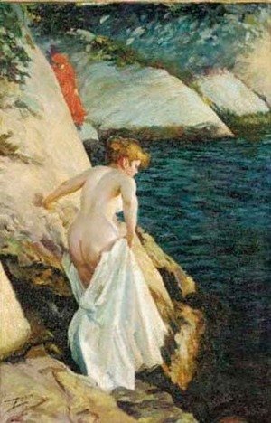 Anders Zorn - A bather at the rocks